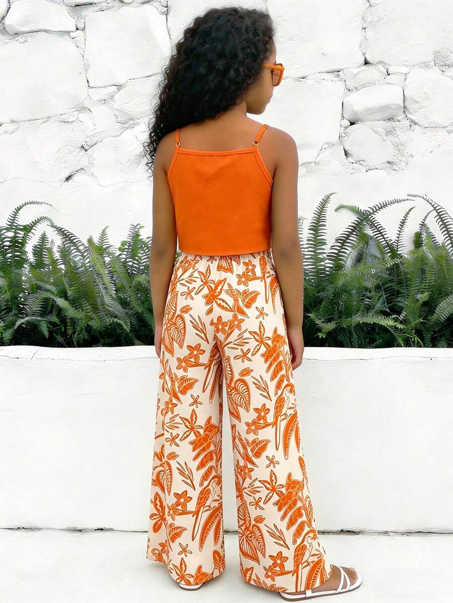 Big Girls Ruffle Cami & Tropical Print Wide-Leg Pants - Isabelline ...