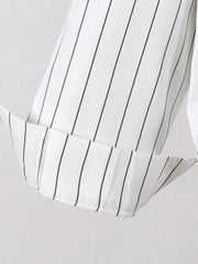3pcs Big Boys Striped Shirt, Pants & Shawl Set - Ivory & Black