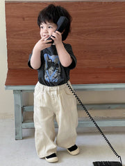 Boys Wide-Leg Elasticated Waist Denim Trousers - Ecru | 21 Century ...