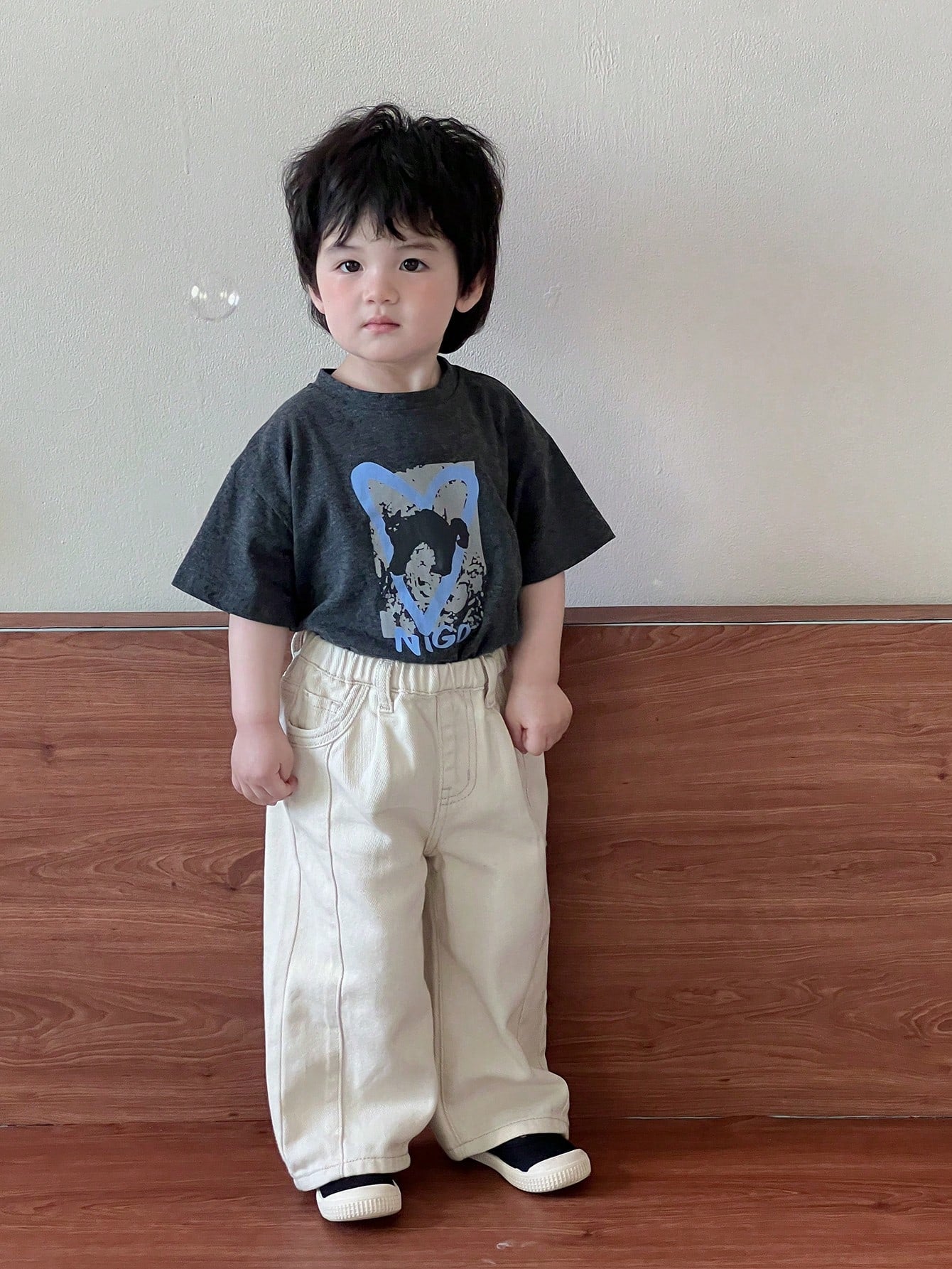 Boys Wide-Leg Elasticated Waist Denim Trousers - Ecru | 21 Century ...