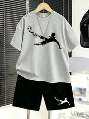2pcs Boys Football Graphic Tee & Shorts Set - Slate | 21 Century Kids