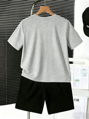 2pcs Boys Football Graphic Tee & Shorts Set - Slate | 21 Century Kids