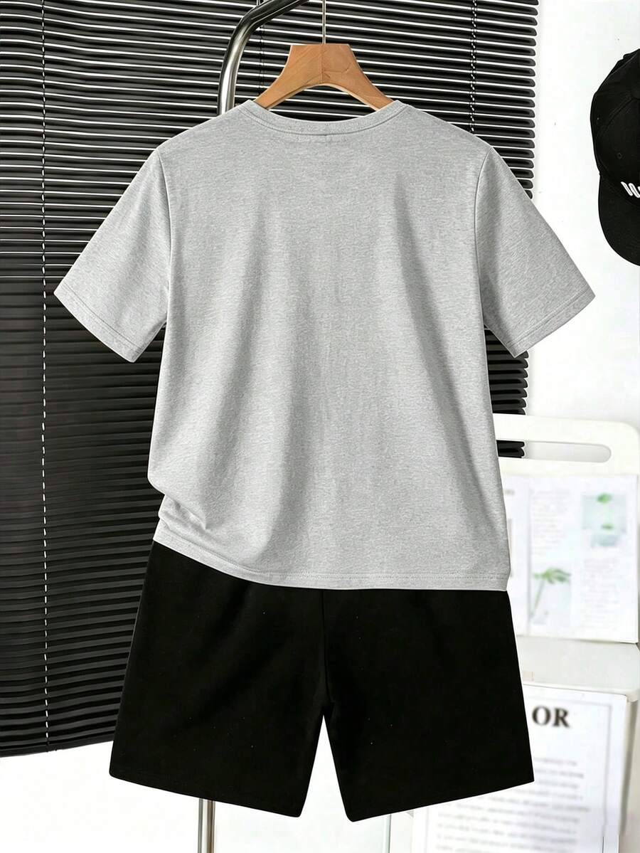 2pcs Boys Football Graphic Tee & Shorts Set - Slate | 21 Century Kids