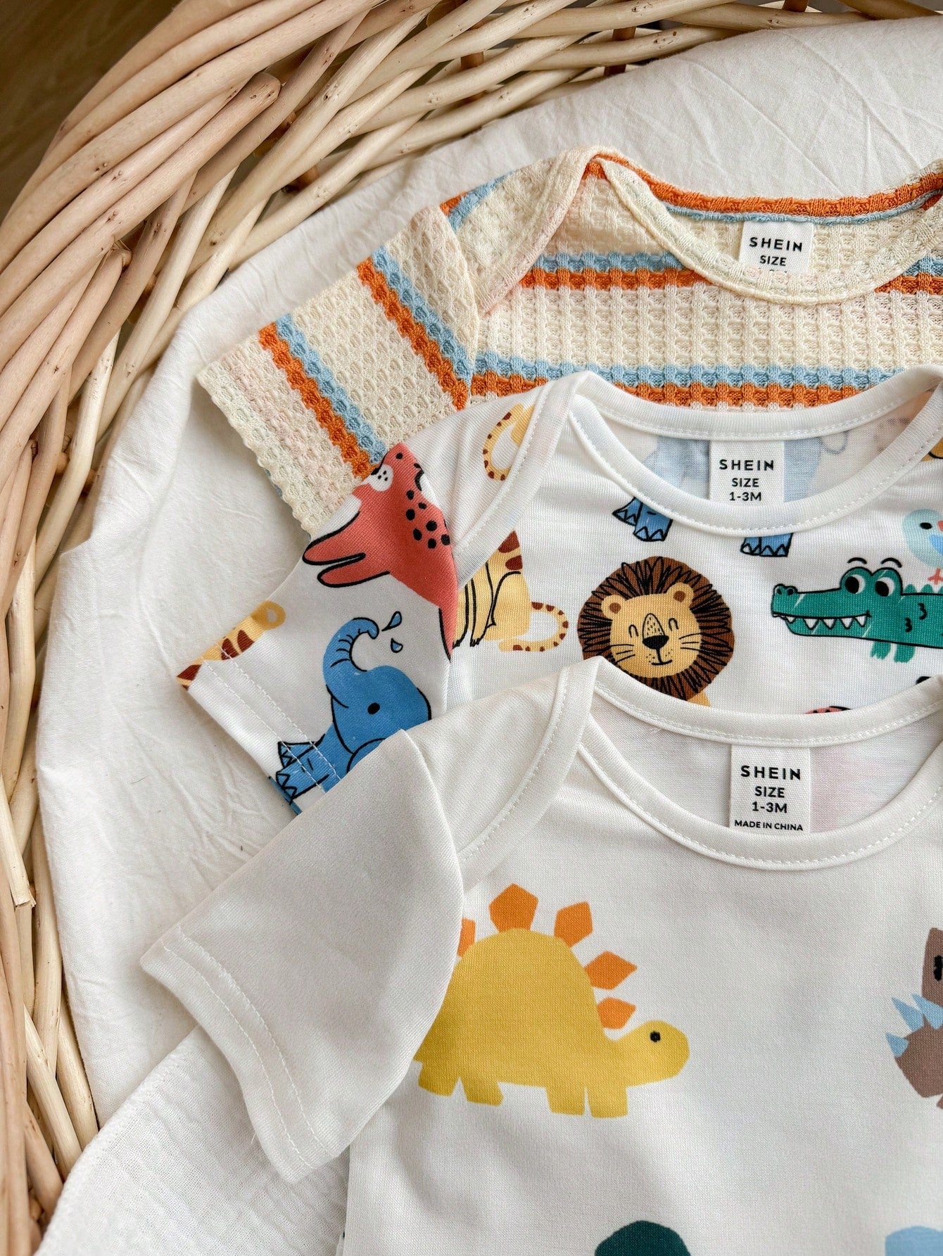6pcs Baby Boys Dino & Safari Print Bodysuit & Pants Set - Ivory | 2...