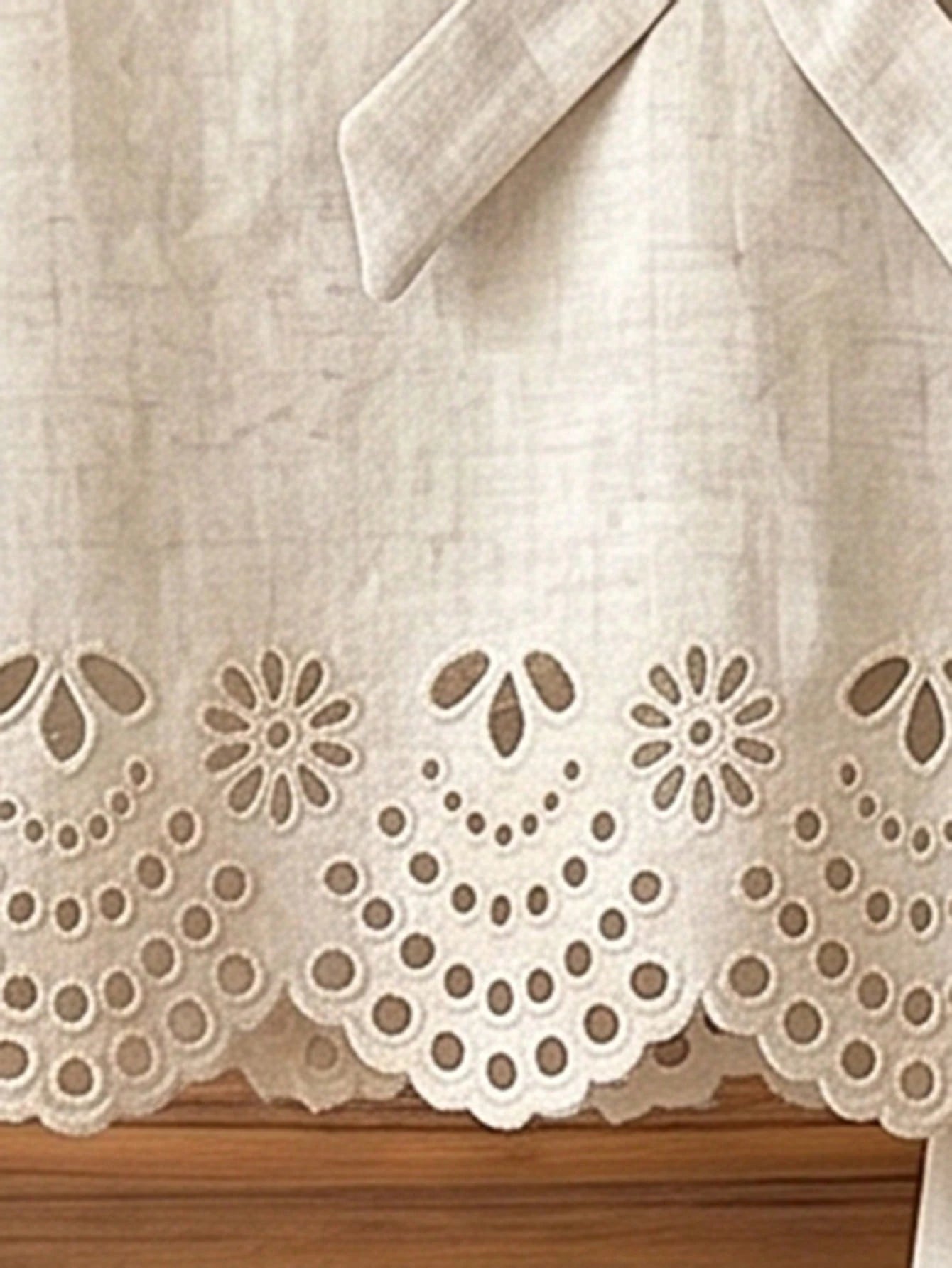 2pcs Big Girls Eyelet Linen Bow Tank Top & Wide-Leg Pants - Ecru | ...