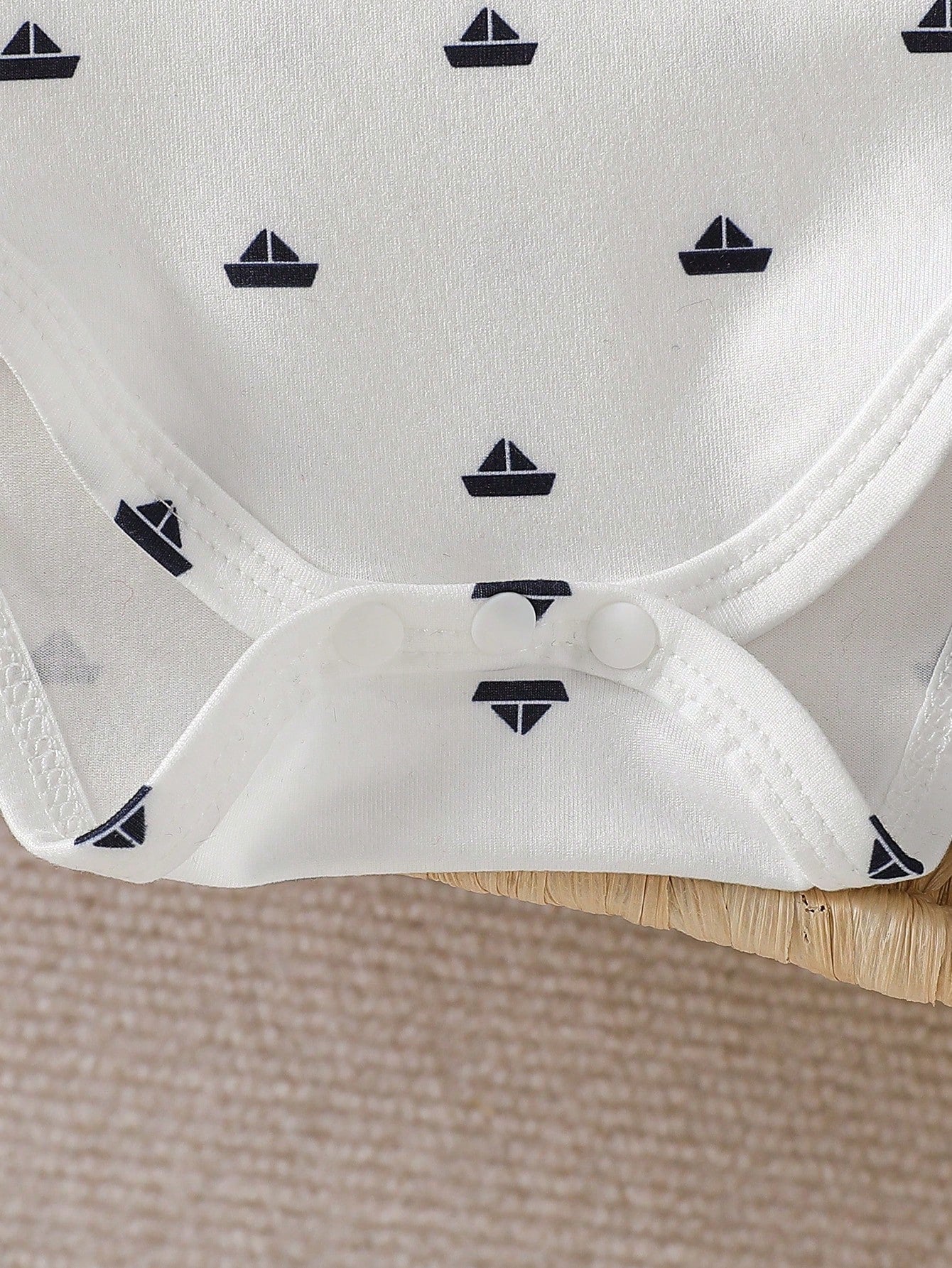 Baby Boys Sailboat Print Polo Bodysuit Suspender Set - Ivory