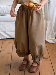 Little Girls Ruffle Hem Balloon Leg Pants - Wenge | 21 Century Kids