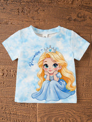 Girls Princess Tie-Dye T-Shirt & Shorts Set - Cerulean