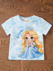 Girls Princess Tie-Dye T-Shirt & Shorts Set - Cerulean