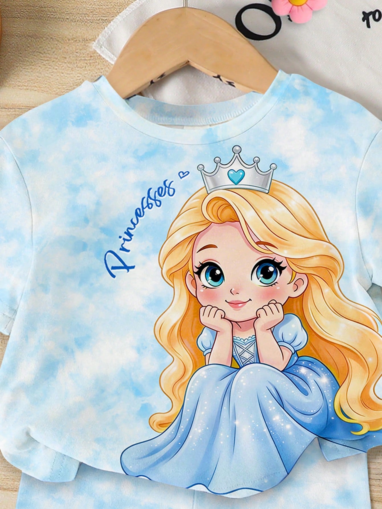 Girls Princess Tie-Dye T-Shirt & Shorts Set - Cerulean