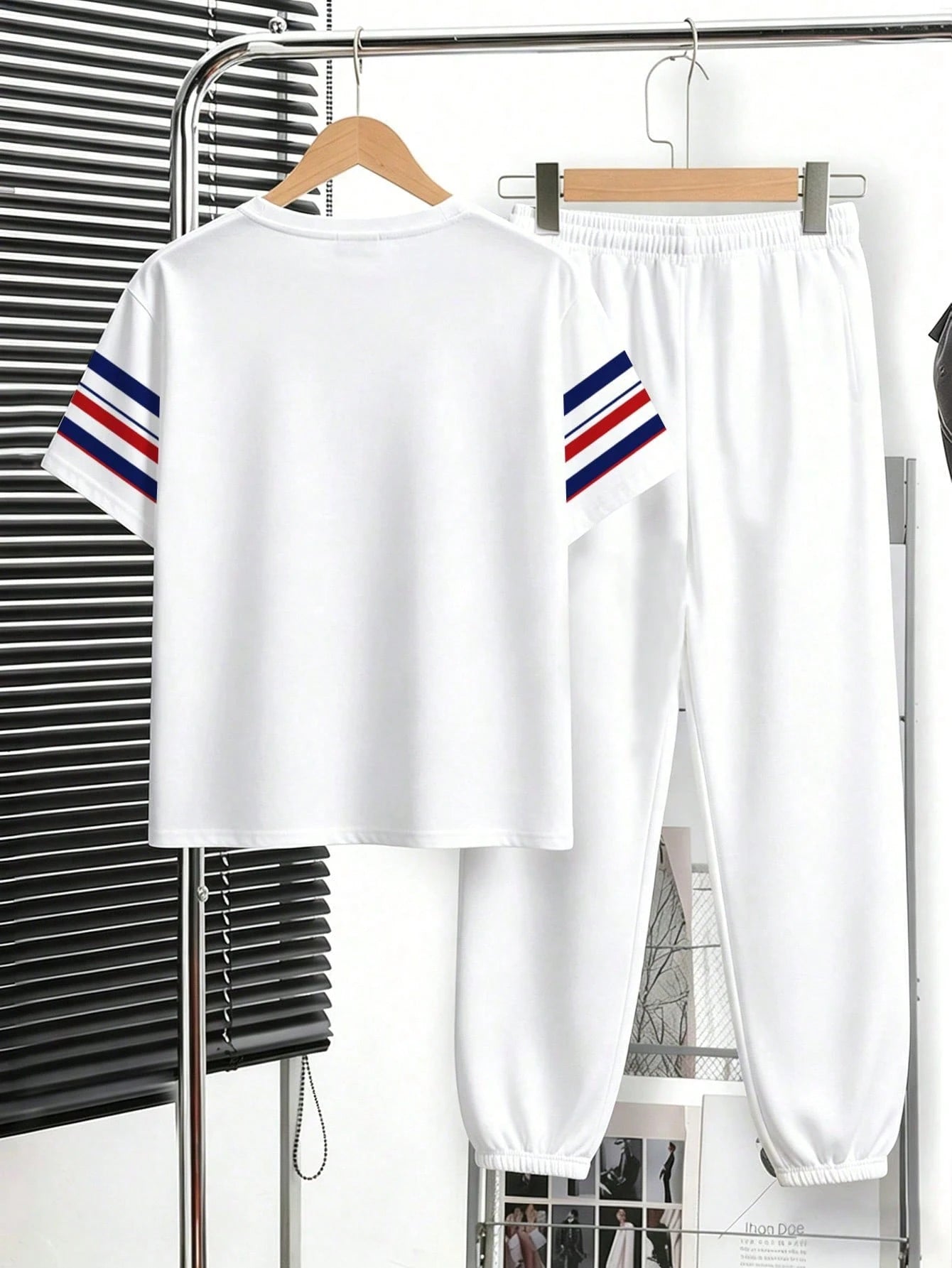 2pcs Big Boys Cowboy Print Varsity Tee & Jogger Set - Ivory | 21 Ce...