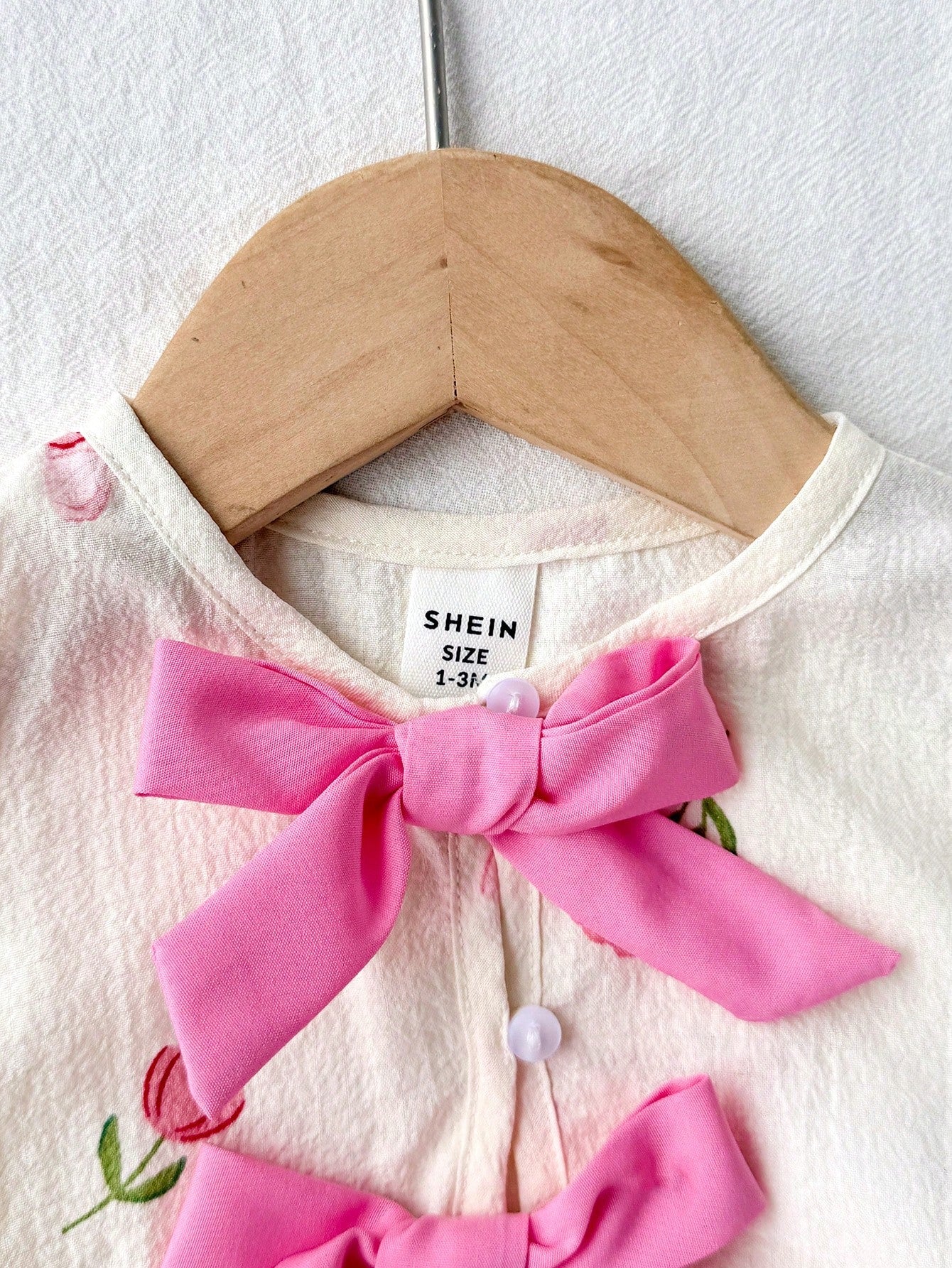 2pcs Baby Girls Tulip Print Bow Peplum Top & Shorts Set - Ivory | 2...