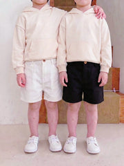 2pcs Boys Tailored Chino Shorts with Retro Button - Ivory | 21 Cent...