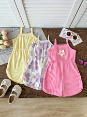 Baby Girls Floral Spaghetti Strap Romper Set - Buttercup
