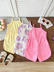 Baby Girls Floral Spaghetti Strap Romper Set - Buttercup