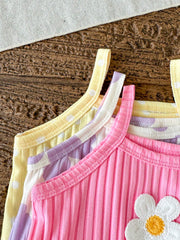 Baby Girls Floral Spaghetti Strap Romper Set - Buttercup