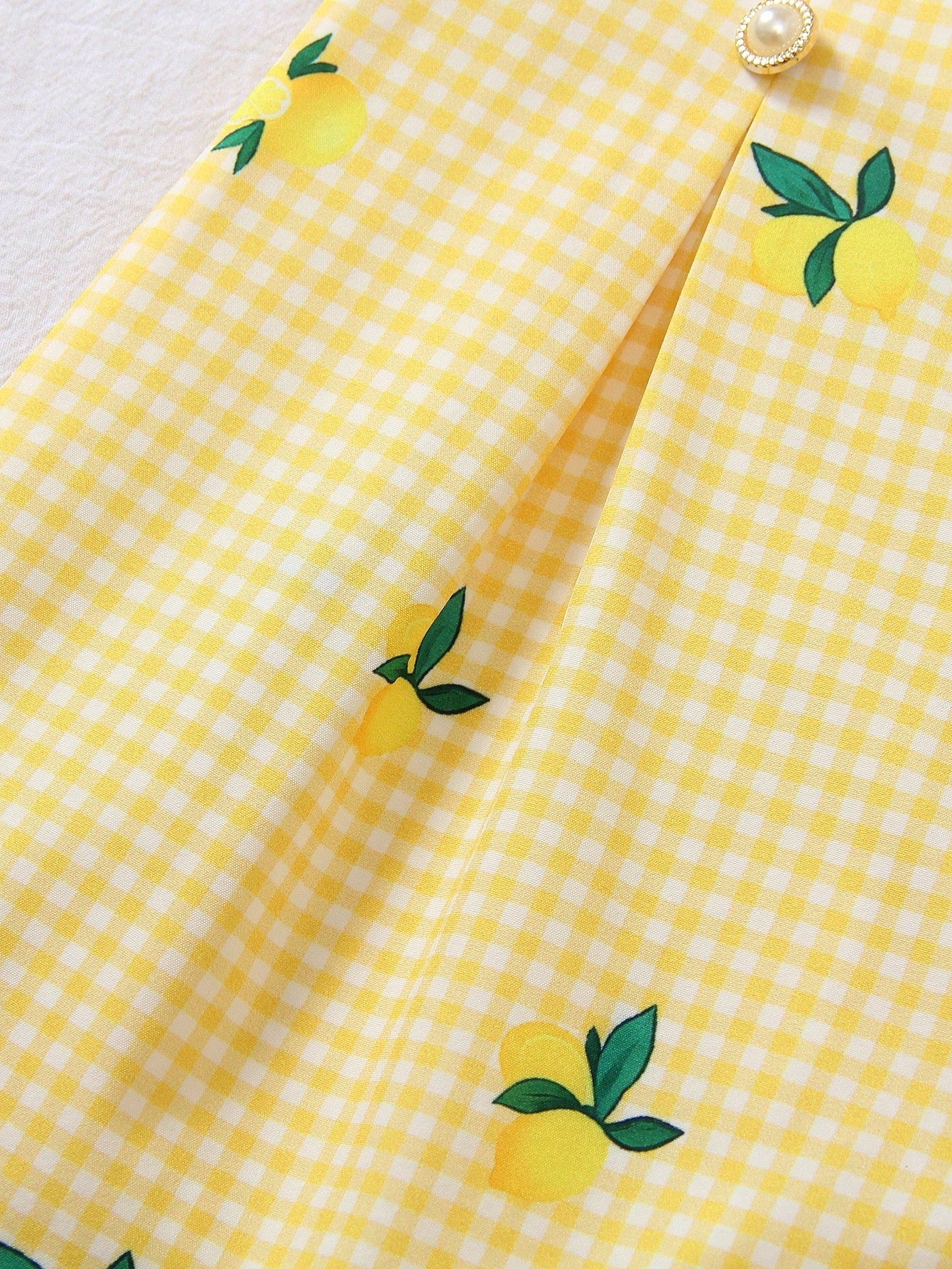 2pcs Big Girls Ribbed Camisole & Lemon Gingham Shorts Set - Butterc...