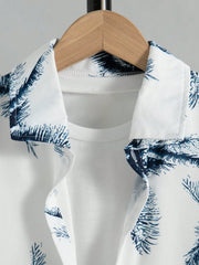 2pcs Big Boys Palm Print Shirt & Shorts Set - Ivory | 21 Century Kids