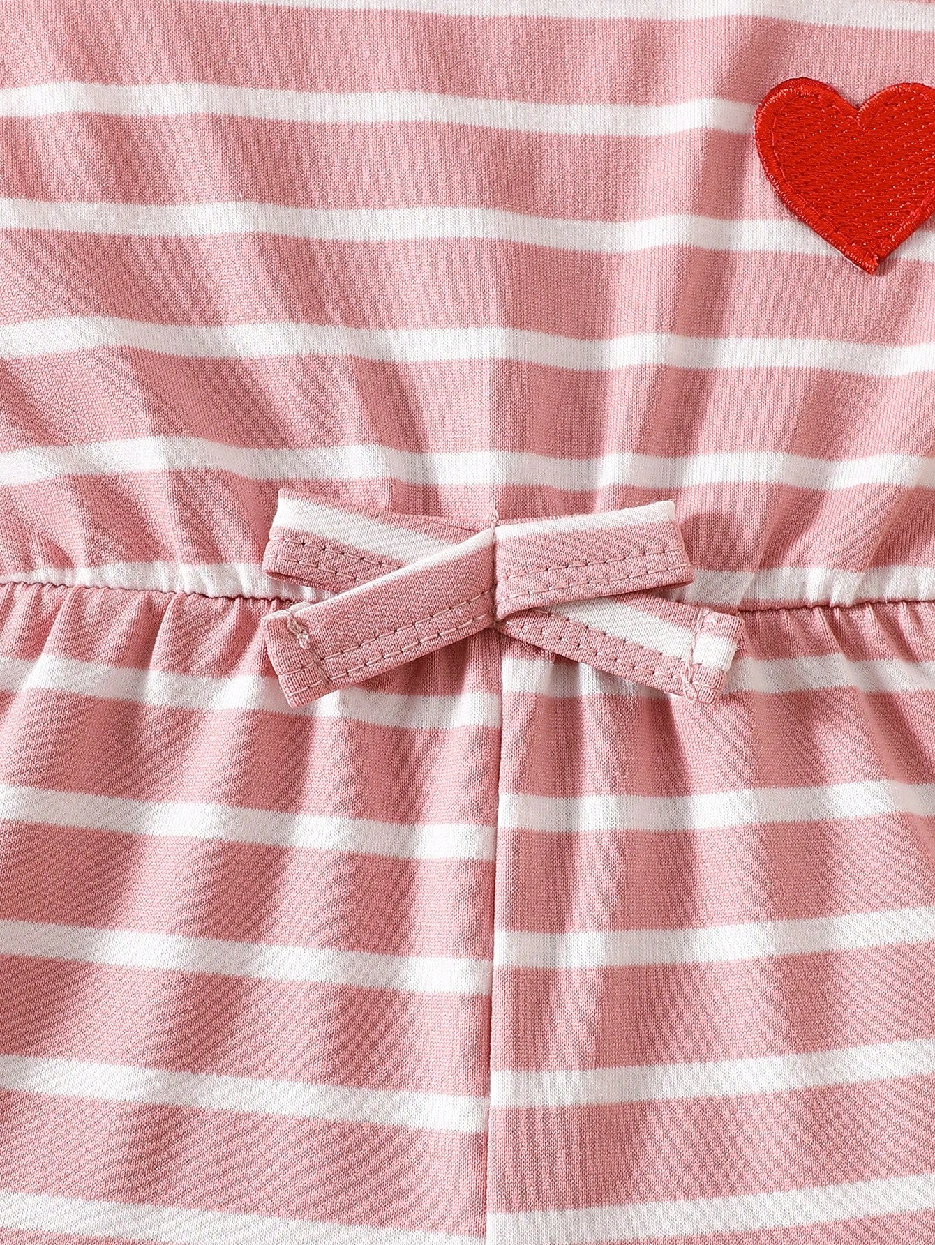 Baby Girls Heart Patch Striped Flutter Sleeve Romper - Blush | 21 C...