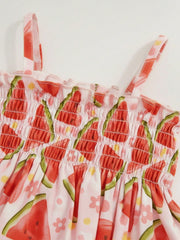 Girls Watermelon Print Smocked Camisole & Bloomer Set - Isabelline