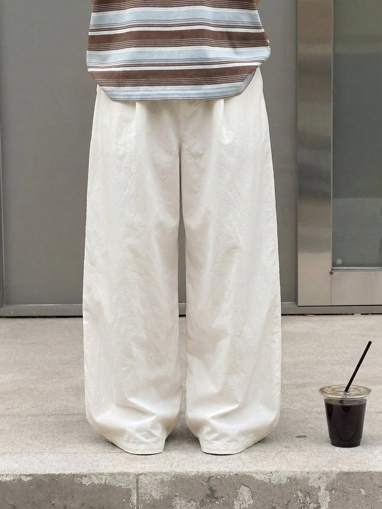 Big Boys Wide-Leg Straight Trousers - Ecru | 21 Century Kids