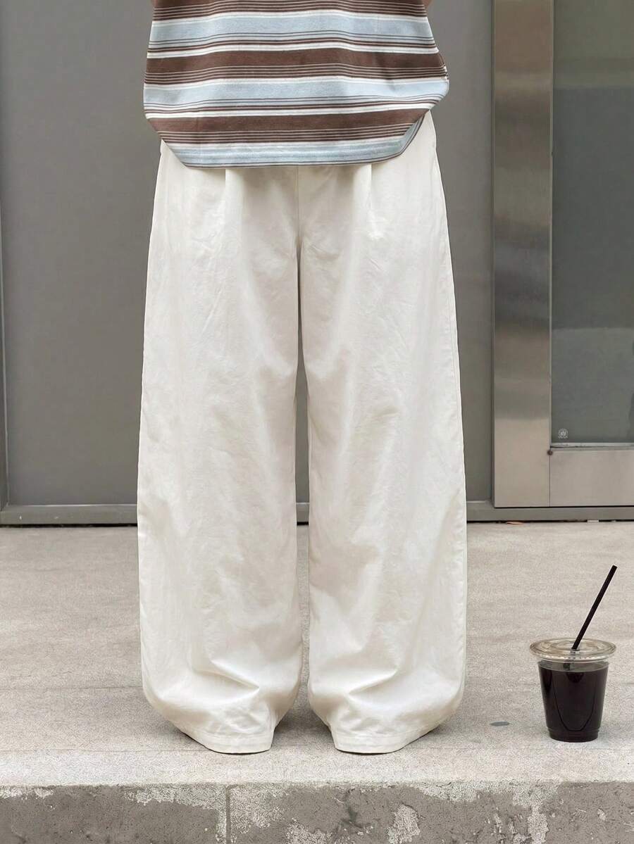 Big Boys Wide-Leg Straight Trousers - Ecru | 21 Century Kids