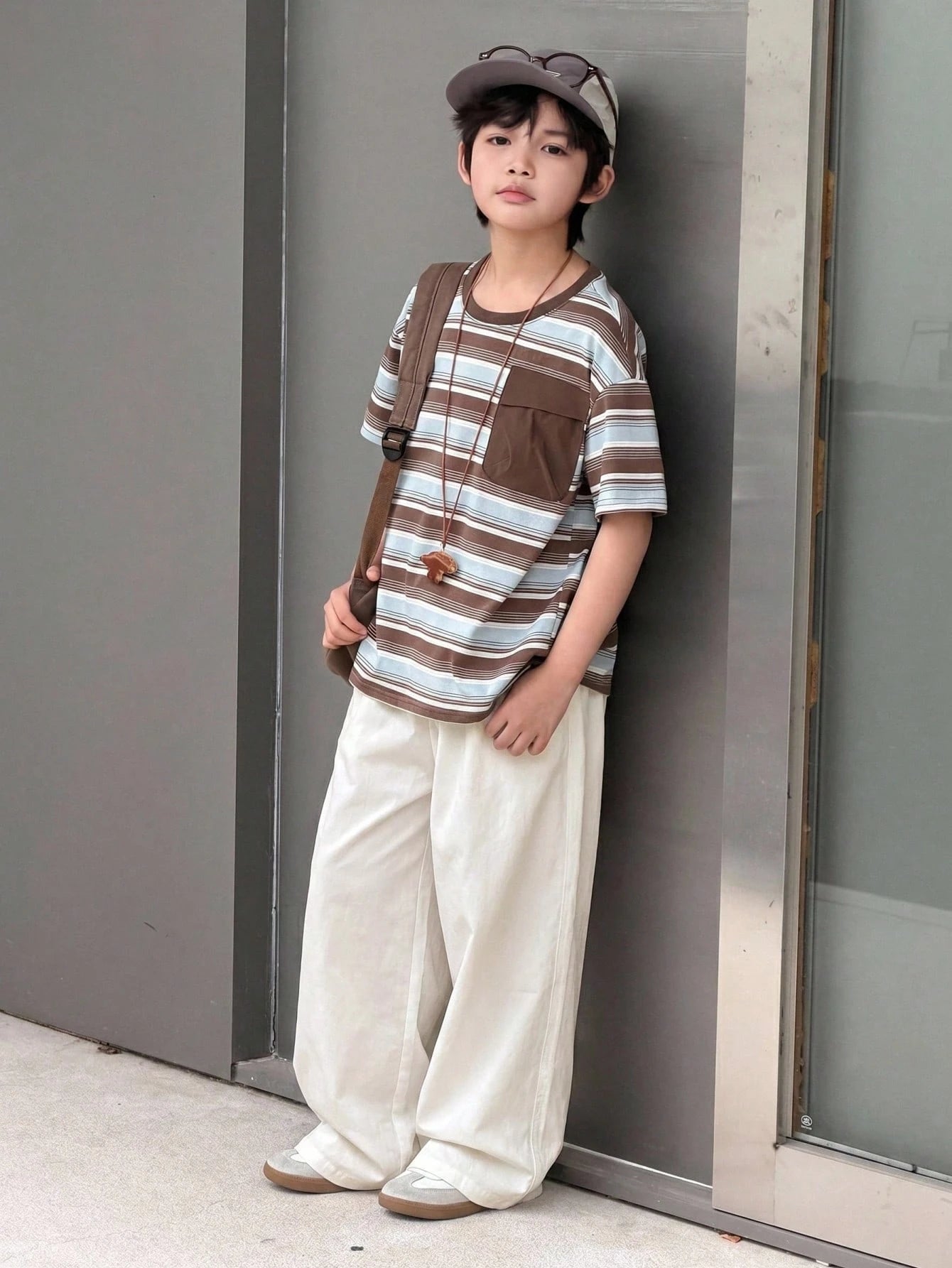 Big Boys Wide-Leg Straight Trousers - Ecru | 21 Century Kids