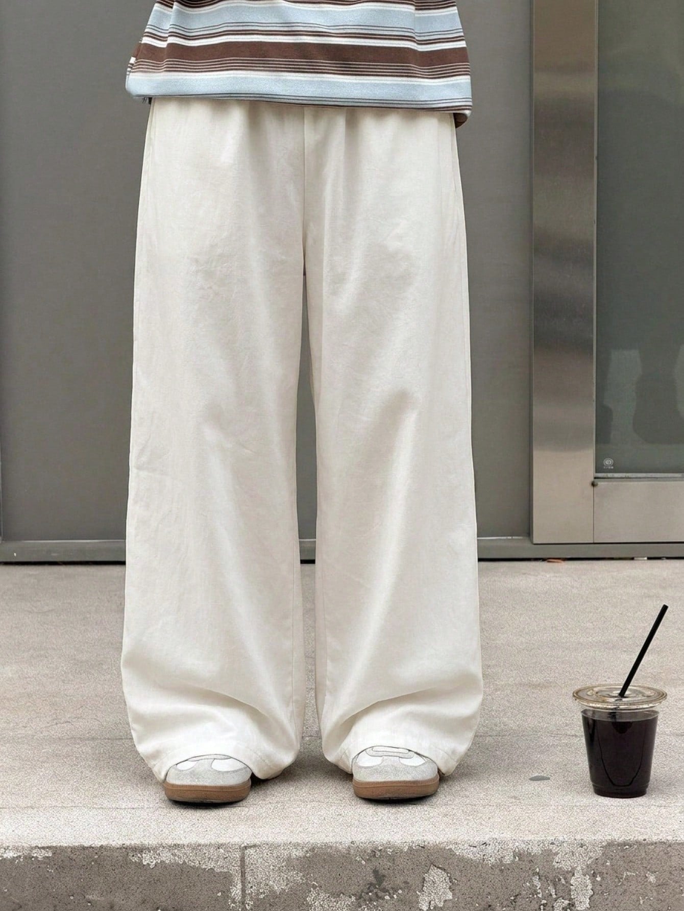 Big Boys Wide-Leg Straight Trousers - Ecru | 21 Century Kids