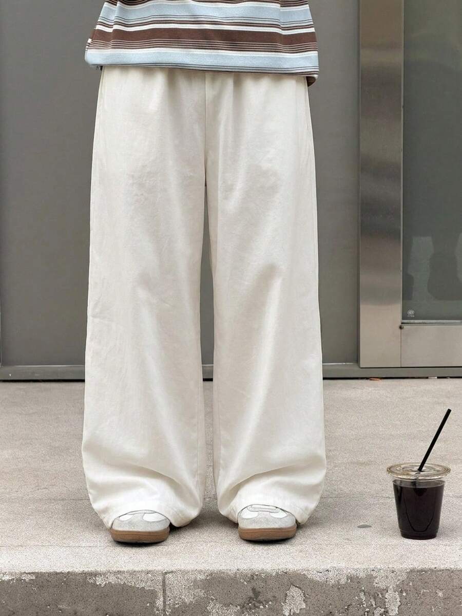 Big Boys Wide-Leg Straight Trousers - Ecru | 21 Century Kids