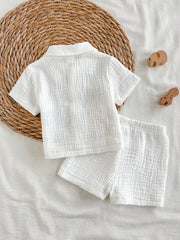 2pcs Baby Boys Safari Print Shirt & Shorts Set - Ivory | 21 Century...