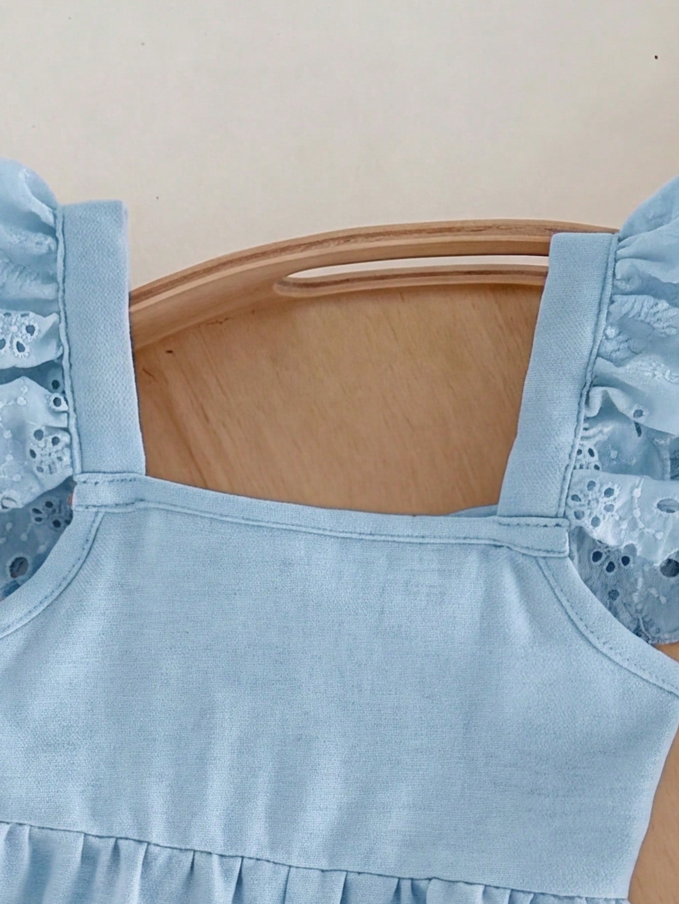 Baby Girls Eyelet Ruffle Bow Romper Jumpsuit - Powder Blue | 21 Cen...