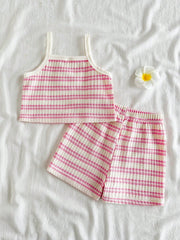 Girls Daisy Stripe Waffle Knit Cami & Shorts Set - Isabelline