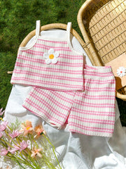 Girls Daisy Stripe Waffle Knit Cami & Shorts Set - Isabelline