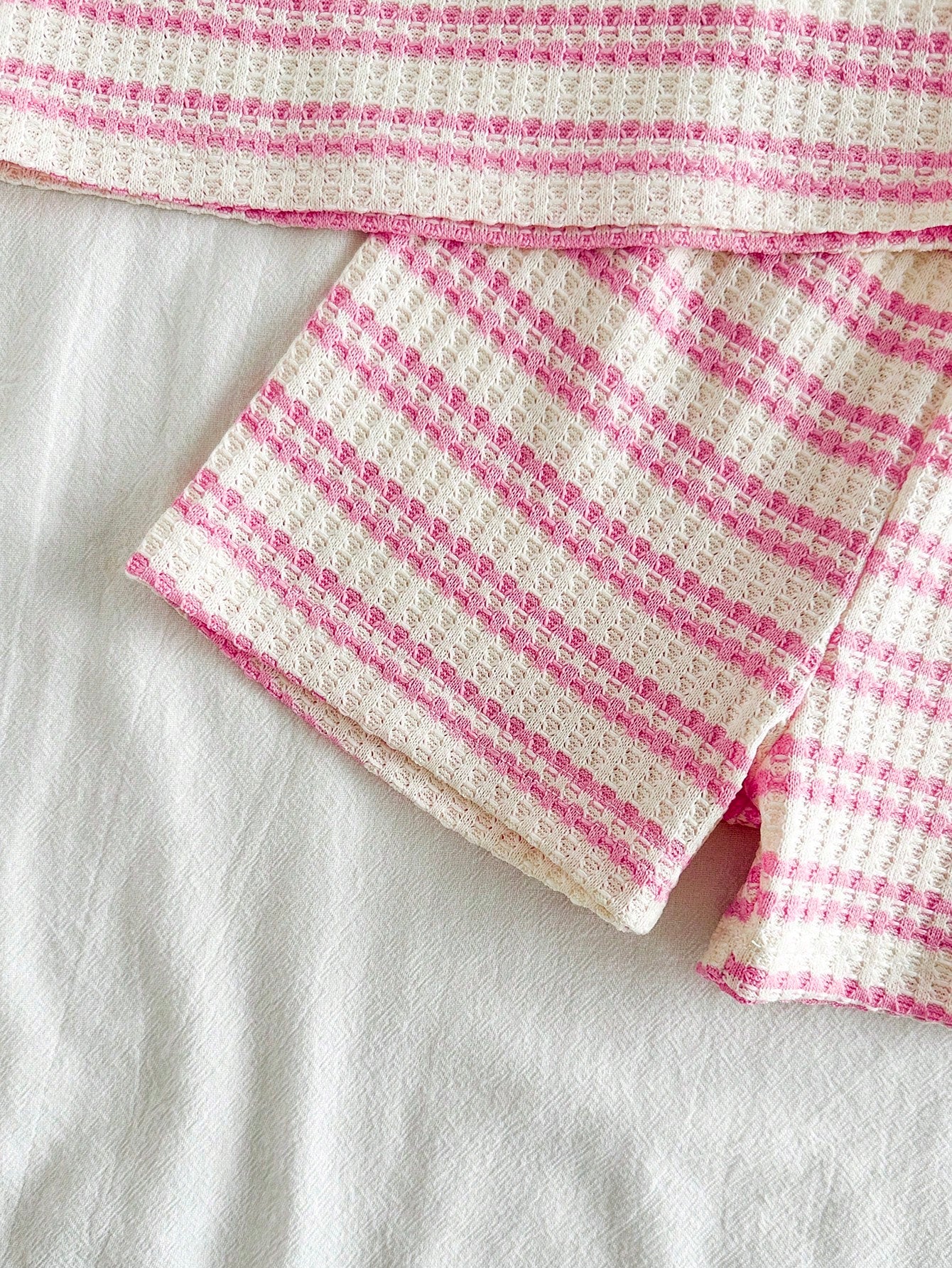 Girls Daisy Stripe Waffle Knit Cami & Shorts Set - Isabelline