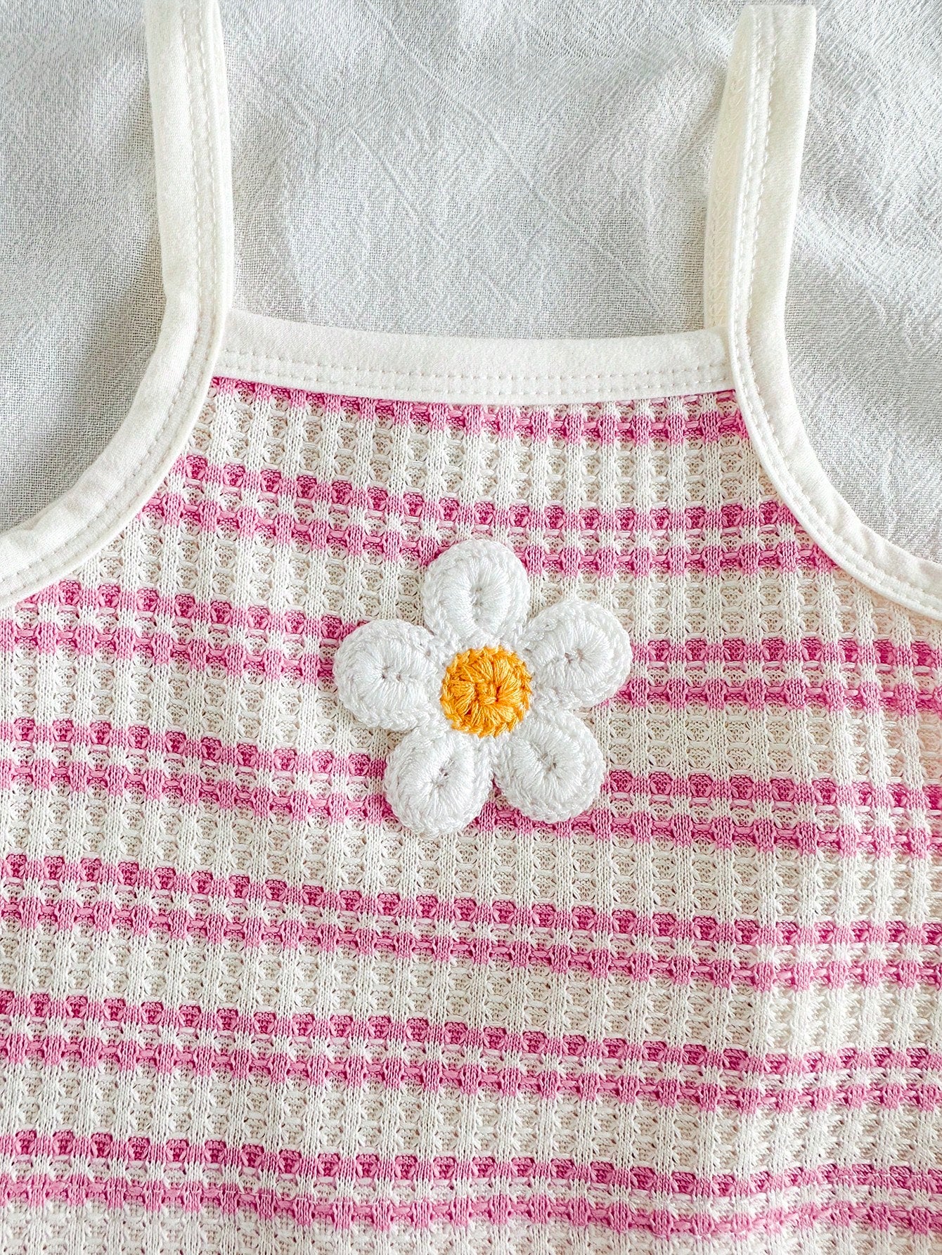 Girls Daisy Stripe Waffle Knit Cami & Shorts Set - Isabelline