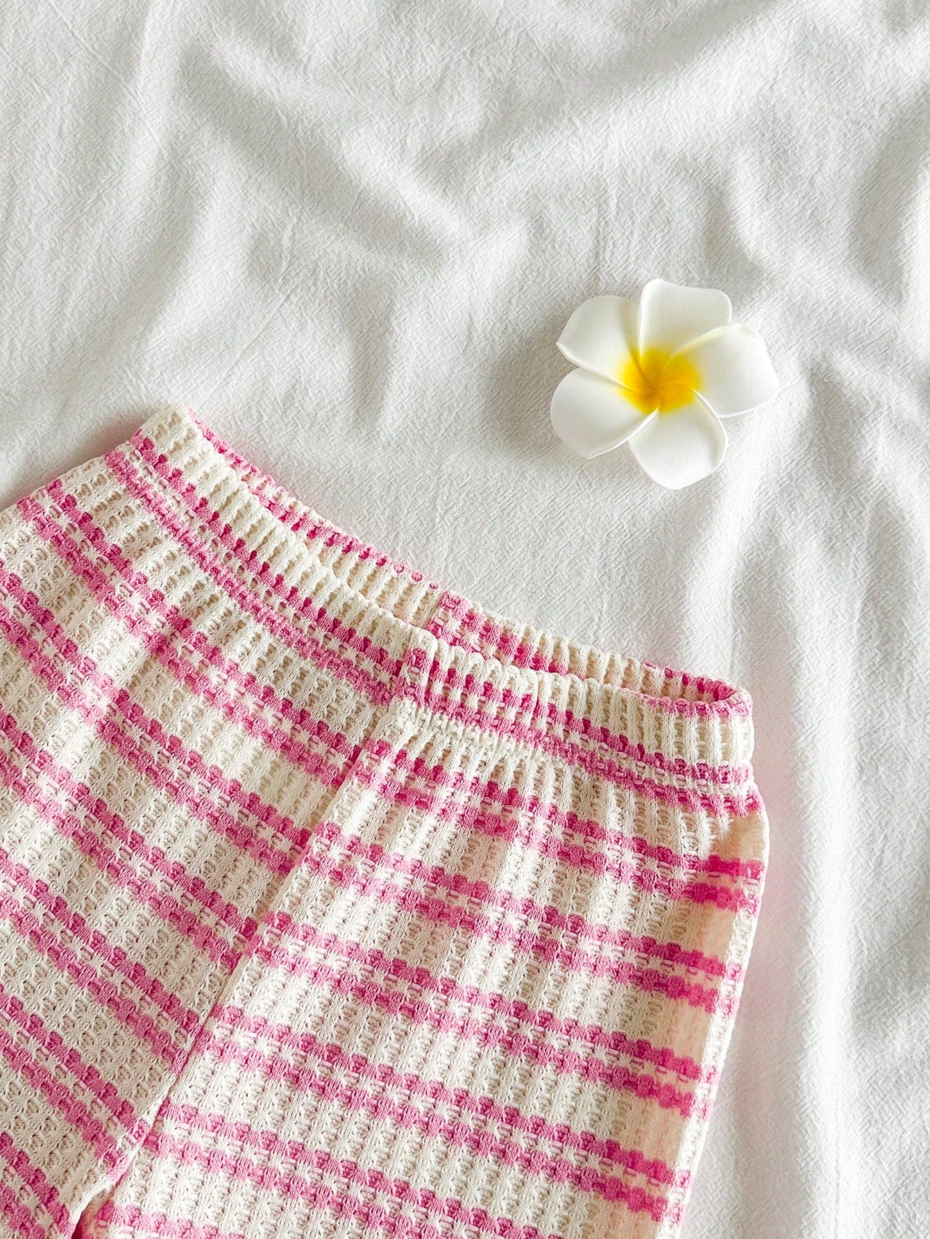 Girls Daisy Stripe Waffle Knit Cami & Shorts Set - Isabelline