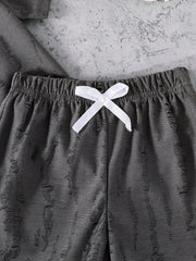 2pcs Little Boys Distressed Texture Tee & Shorts Set - Graphite