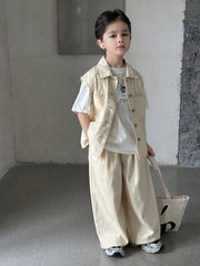 2pcs Big Boys Vest Top & Straight Leg Jeans Set - Denim Blue