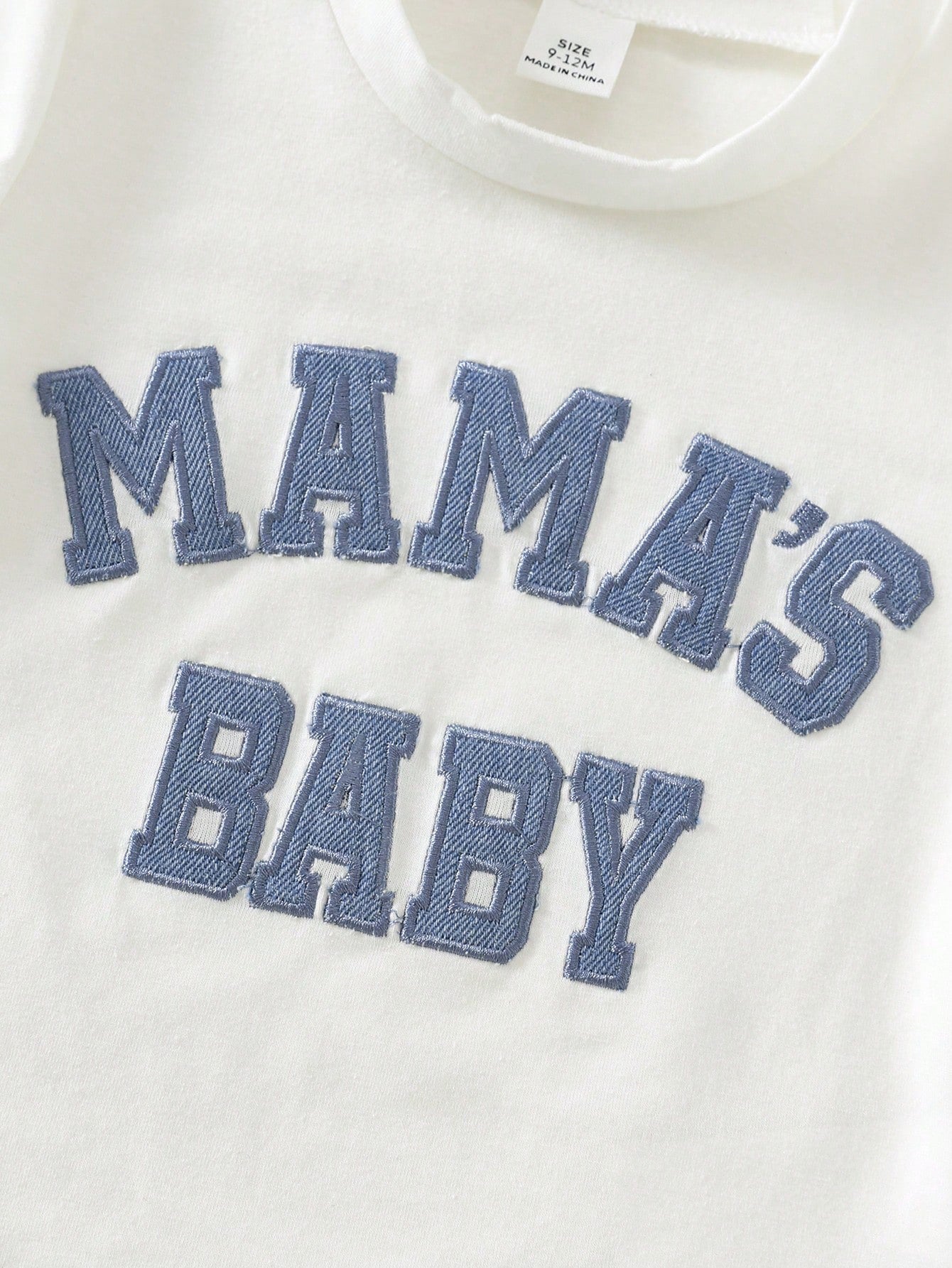2pcs Boys Varsity Letter Tee & Denim Shorts Set - Ivory