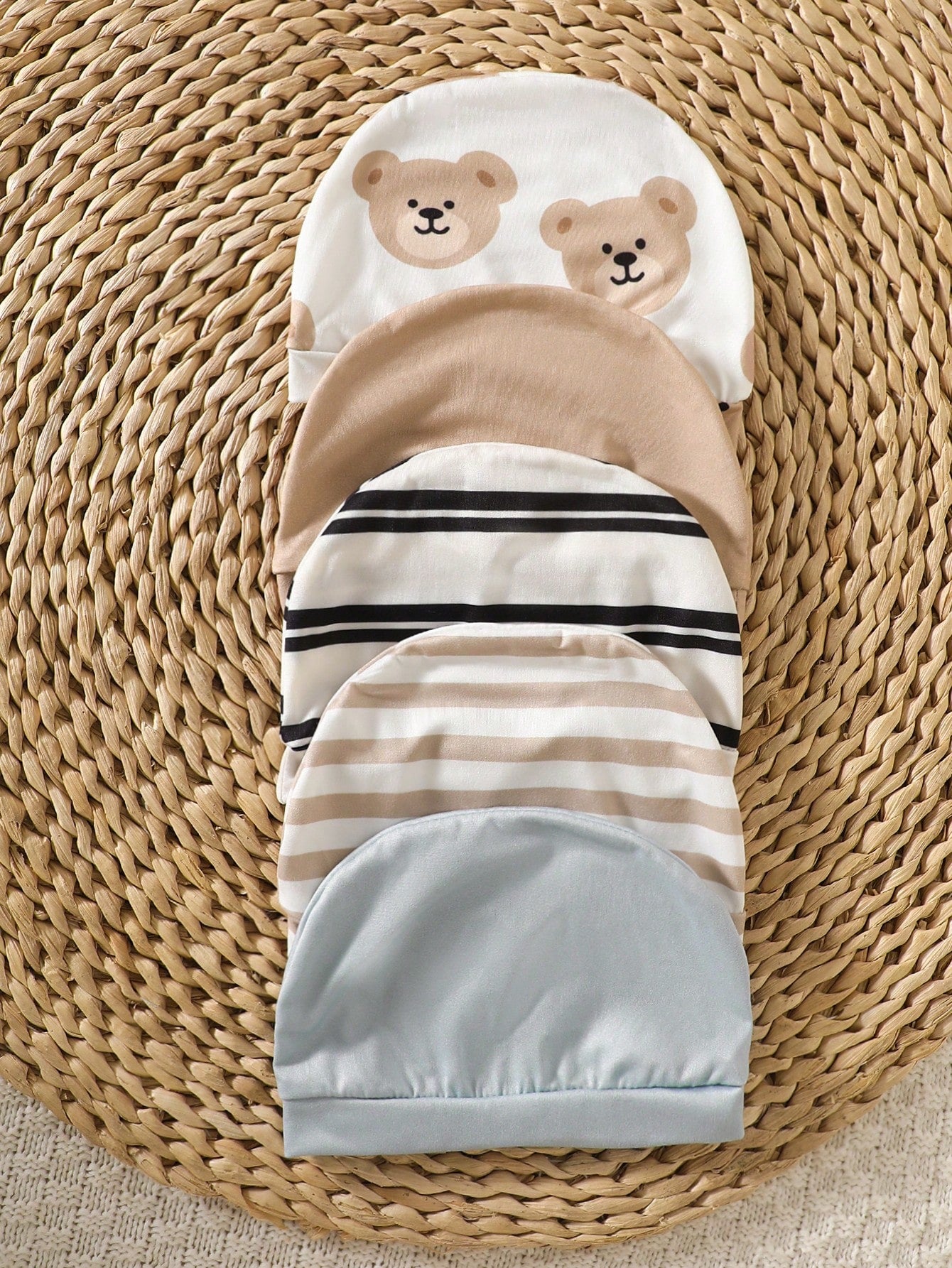 5pcs Baby Boys Bear Print Romper, Pants & Hat Set - Ivory | 21 Cent...