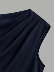 Big Girls Asymmetric Ruched One-Shoulder Wide-Leg Jumpsuit - Midnig...