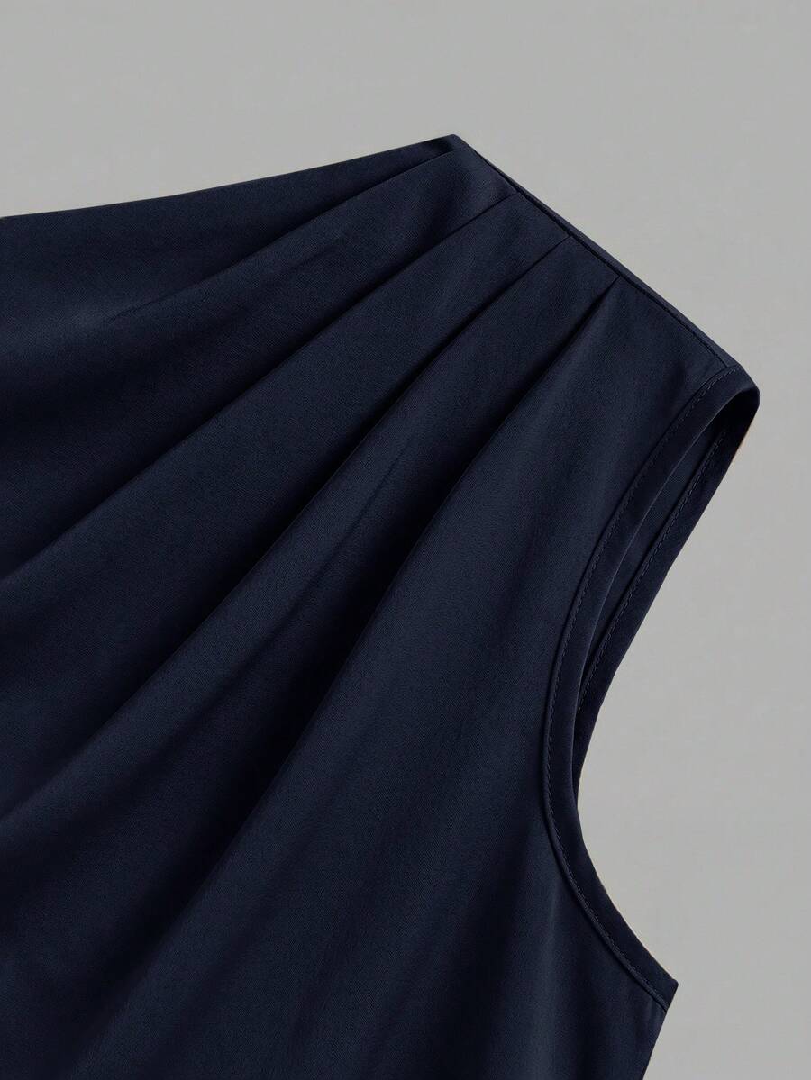 Big Girls Asymmetric Ruched One-Shoulder Wide-Leg Jumpsuit - Midnig...