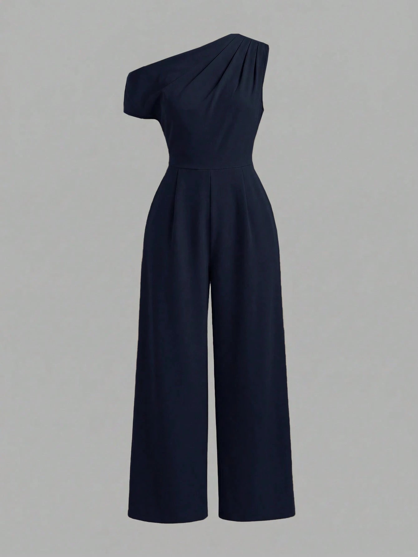 Big Girls Asymmetric Ruched One-Shoulder Wide-Leg Jumpsuit - Midnig...