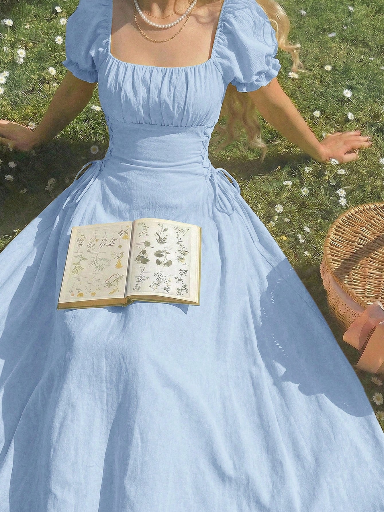 Big Girls Puff Sleeve Corset-Lace Midi Dress - Periwinkle | 21 Cent...