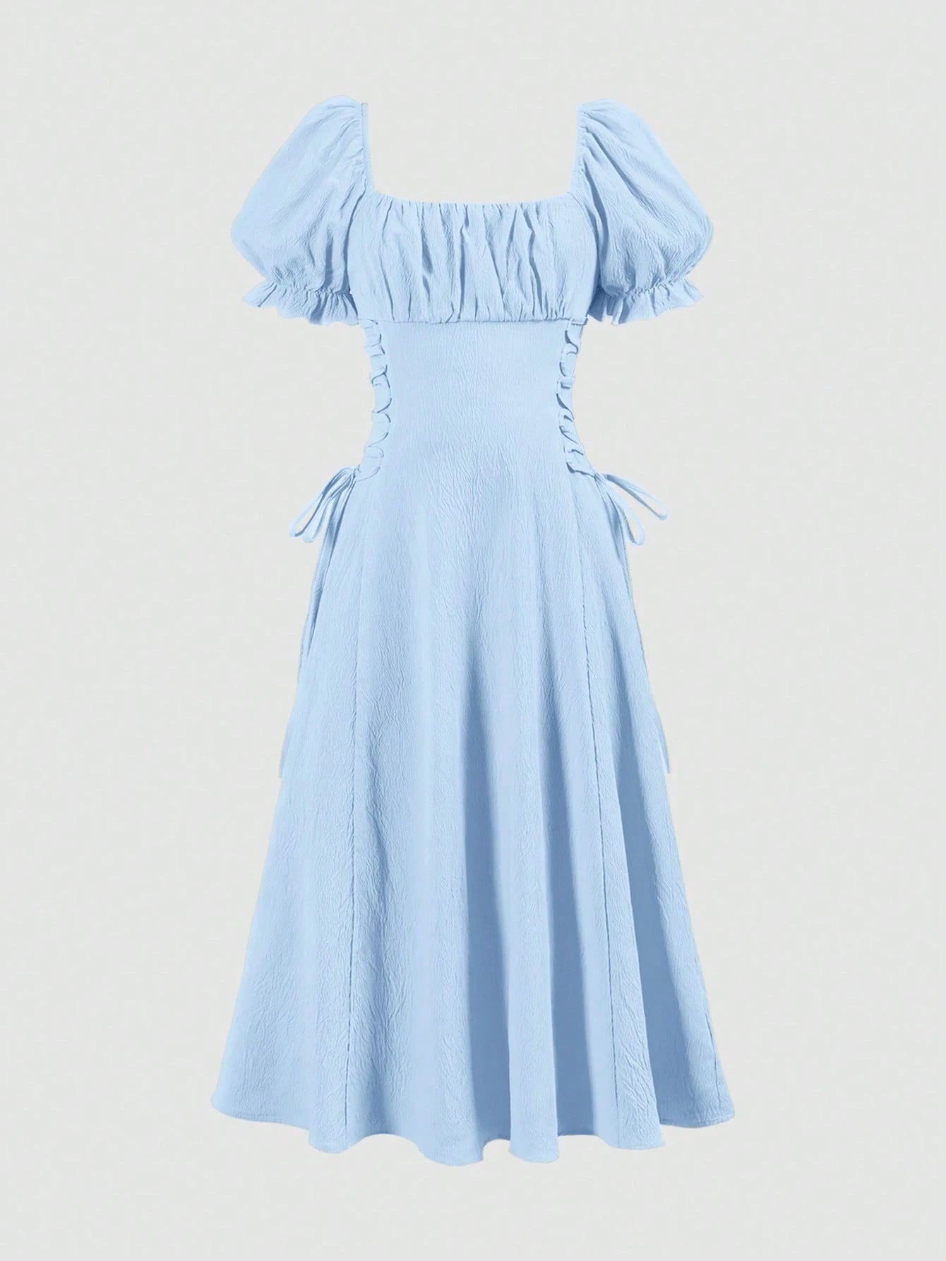 Big Girls Puff Sleeve Corset-Lace Midi Dress - Periwinkle | 21 Cent...