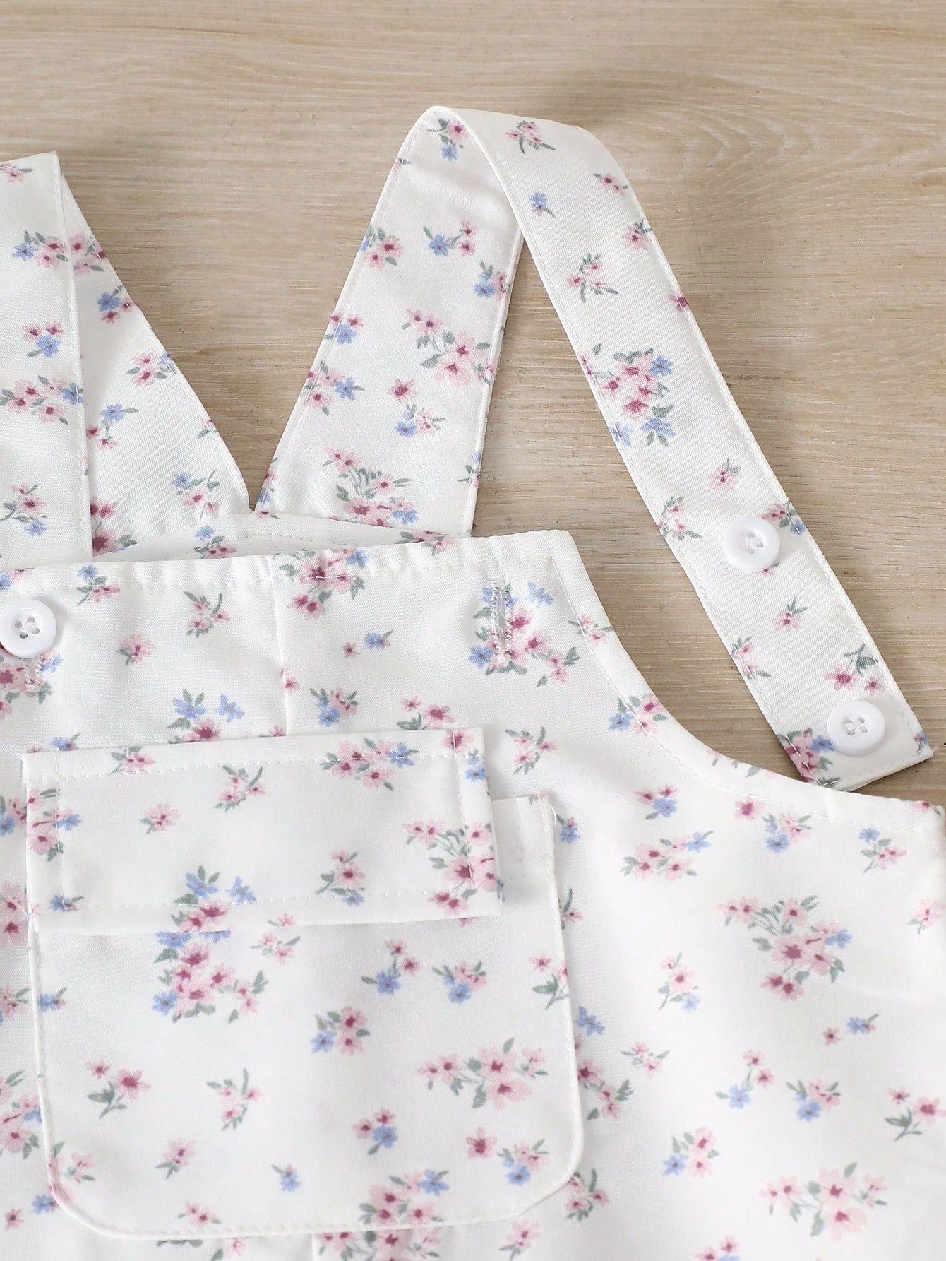 Girls Ditsy Floral Bow-Trim Dungaree Overalls - Ivory | 21 Century ...