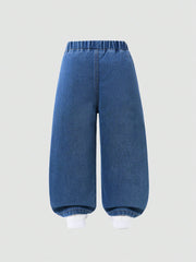 Little Girls Floral Embroidered Wide-Leg Denim Jeans - Cobalt | 21 ...