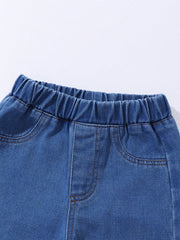 Little Girls Floral Embroidered Wide-Leg Denim Jeans - Cobalt | 21 ...