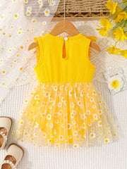 Baby Girls Daisy Tulle Lace Ruffle Bow Romper Dress - Buttercup | 2...