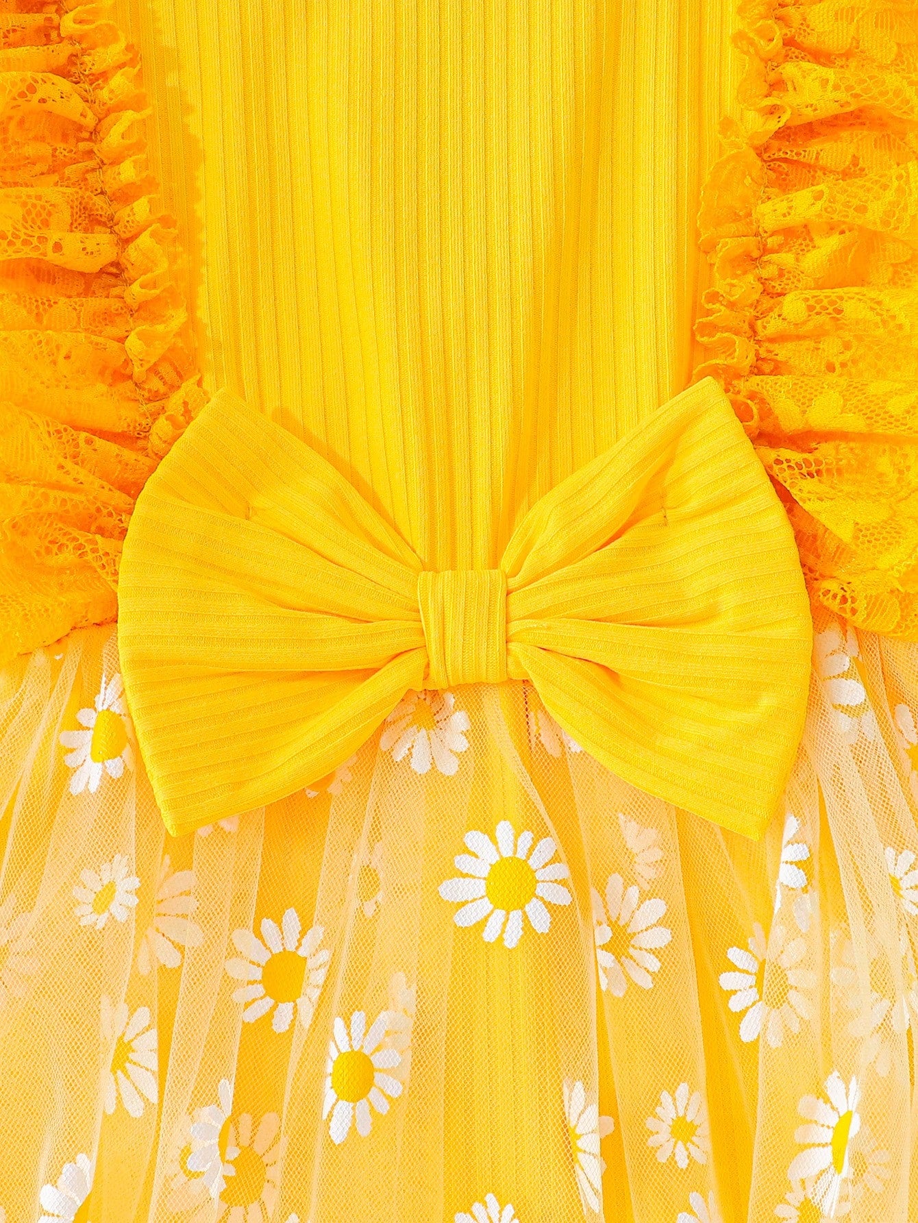 Baby Girls Daisy Tulle Lace Ruffle Bow Romper Dress - Buttercup | 2...